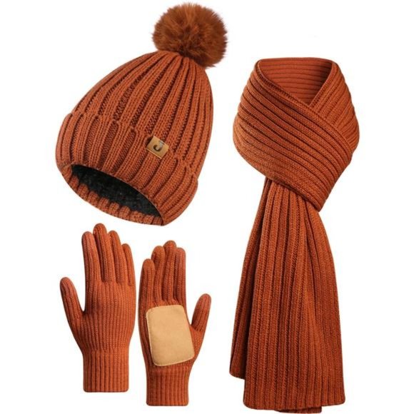 Winter Beanie Hat Long Scarf Glove Set for Women main image 5
